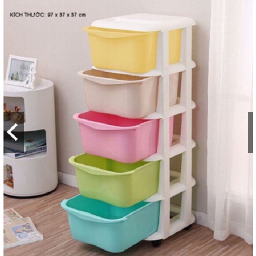 Tủ nhựa ngăn kéo 5 tầng đa sắc màu có bánh xe hàng LOẠI 1
