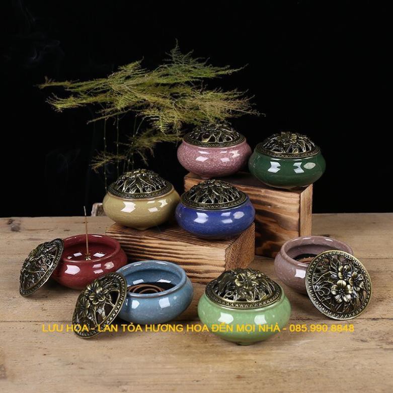 Trầm hương, lư đốt trầm men rạn ngọc cao cấp ..