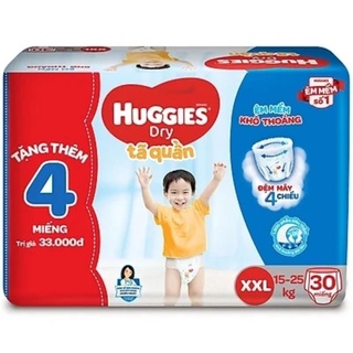 (Tặng 4 miếng) Tã Quần Huggies Dry XXL28 (28 Miếng) - Bao Bì Mới