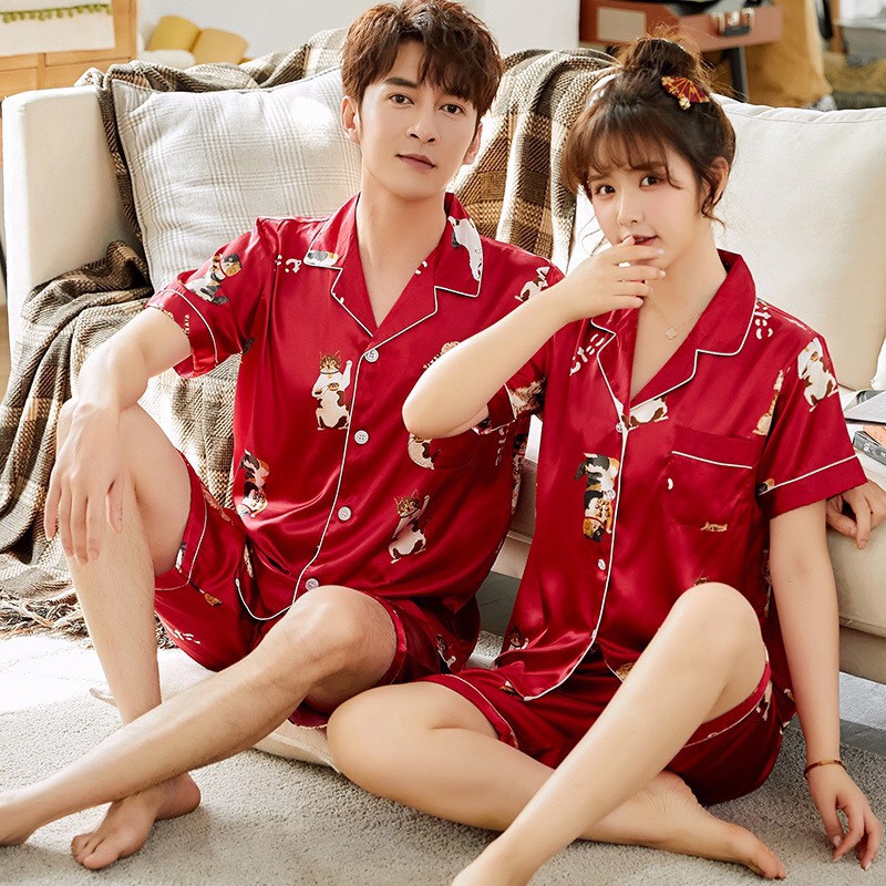 BỘ ĐỒ NGỦ PIJAMA NGẮN TAY, DÀNH CHO CẢ NAM VÀ NỮ, CHẤT VẢI THOÁNG MÁT (có sẵn+đủ size) | BigBuy360 - bigbuy360.vn