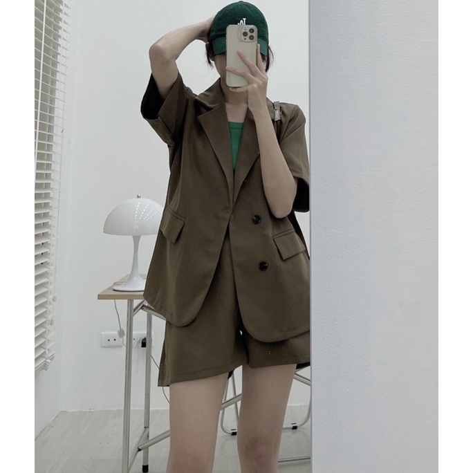 [HÀNG SẴN]SET ÁO BLAZER VẠT TRÒN MIX SOOC STYLE ULZZANG CỰC XINH