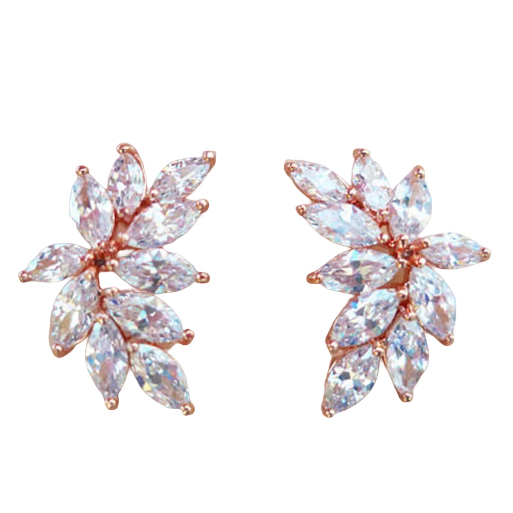 Bông Tai Hình Chiếc Lá Đính Đá Nhẹ Thời Trang Cho Nữ