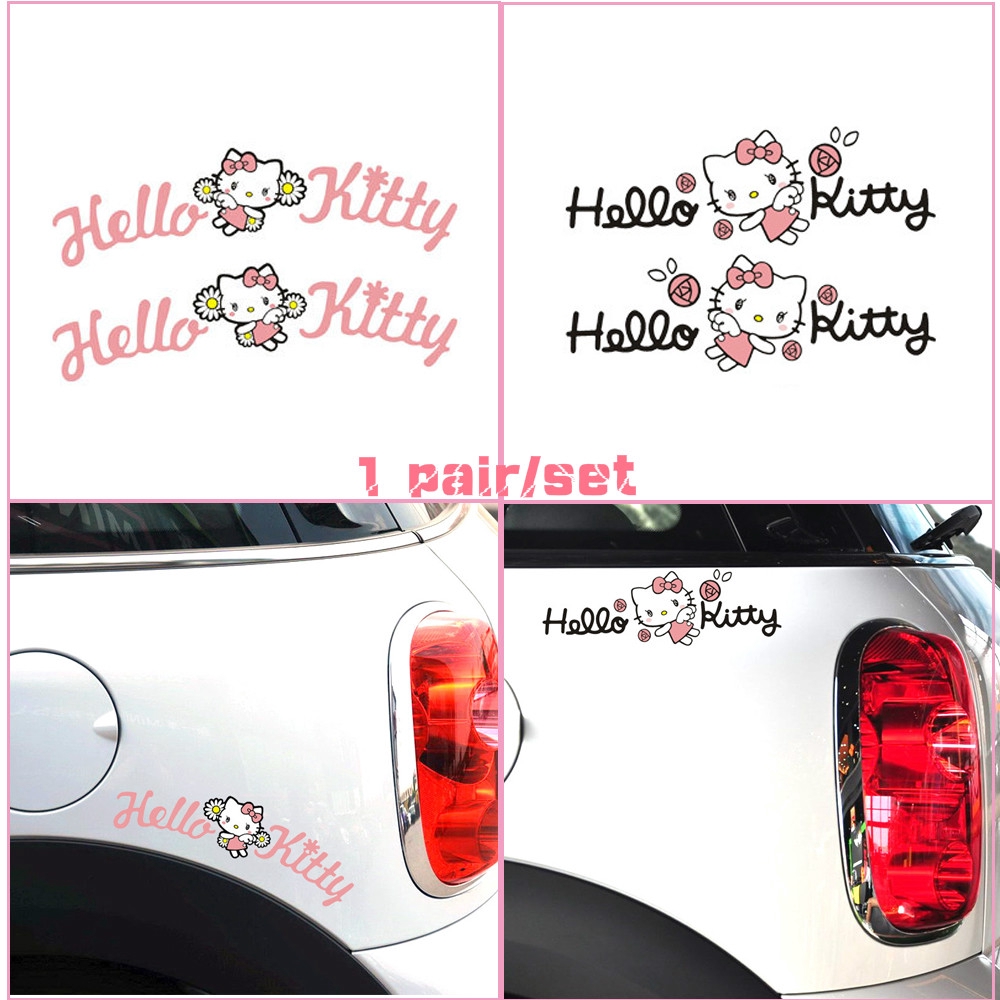 Cặp miếng dán vinyl trang trí xe ô tô hình hello kitty dễ thương