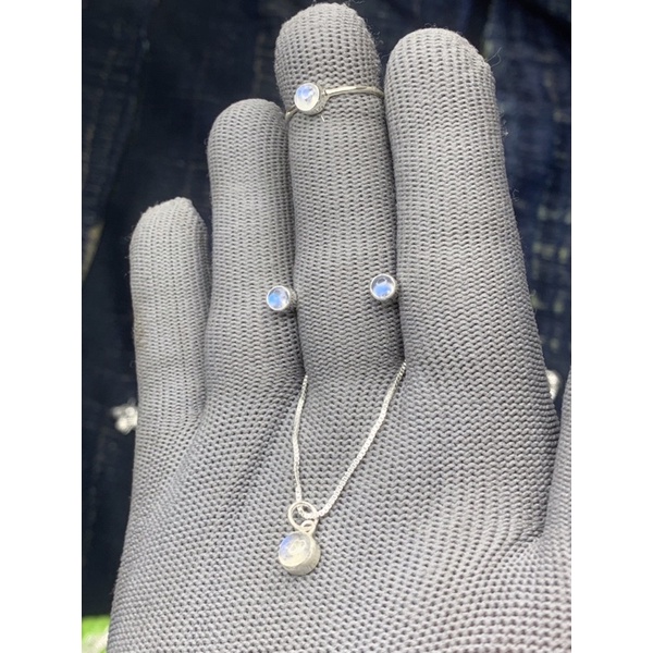 Bộ trang sức bạc đá Mặt trăng Moonstone sang trọng - Bộ trang sức bạc 950 đính đá May Jewelry