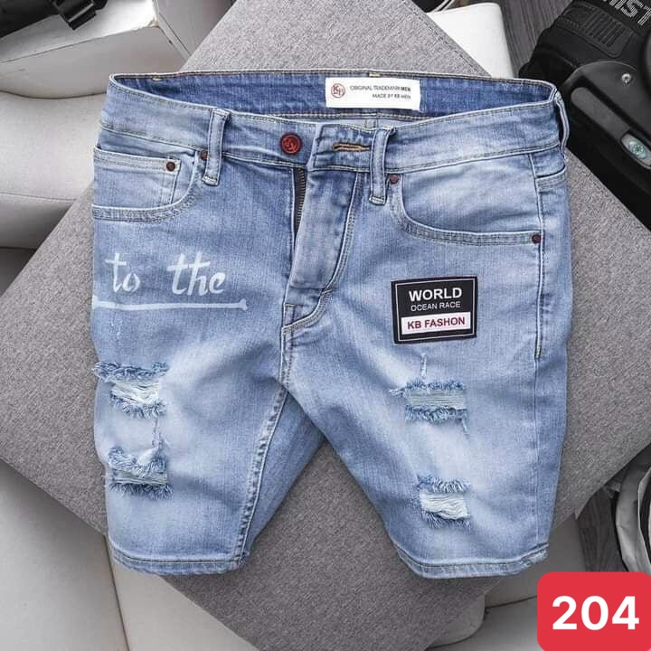 Quần đùi short jean nam màu xanh nhạt trơn không rách chất bò cao cấp co dãn 4 chiều đẹp from dáng skinny chuẩn ADO24