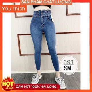 [ FREE - SHIP ]  Quần bò cạp cao dáng bó cực hót