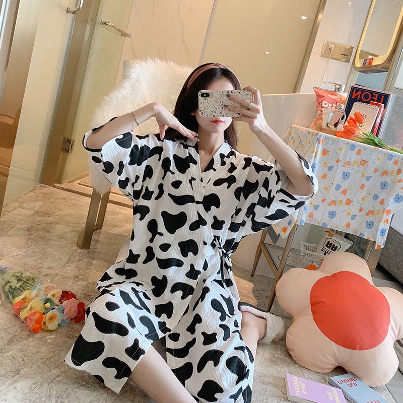 Áo choàng ngủ kiểu Kimono chất liệu Cotton mỏng dành cho nữ | BigBuy360 - bigbuy360.vn