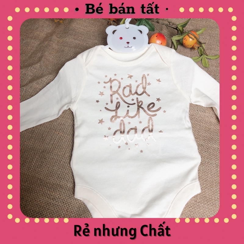Bodysuit tay dài 0ld Navy, màu be, chữ nhũ Rad like dad