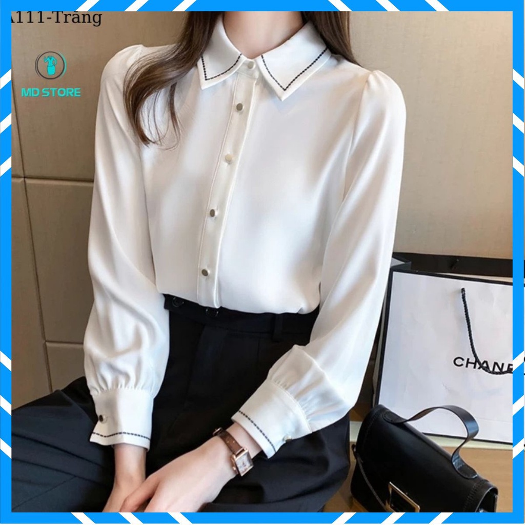 ☘🌸A111 áo sơ mi nữ lụa tay dài S M L XL 2XL☘🌸