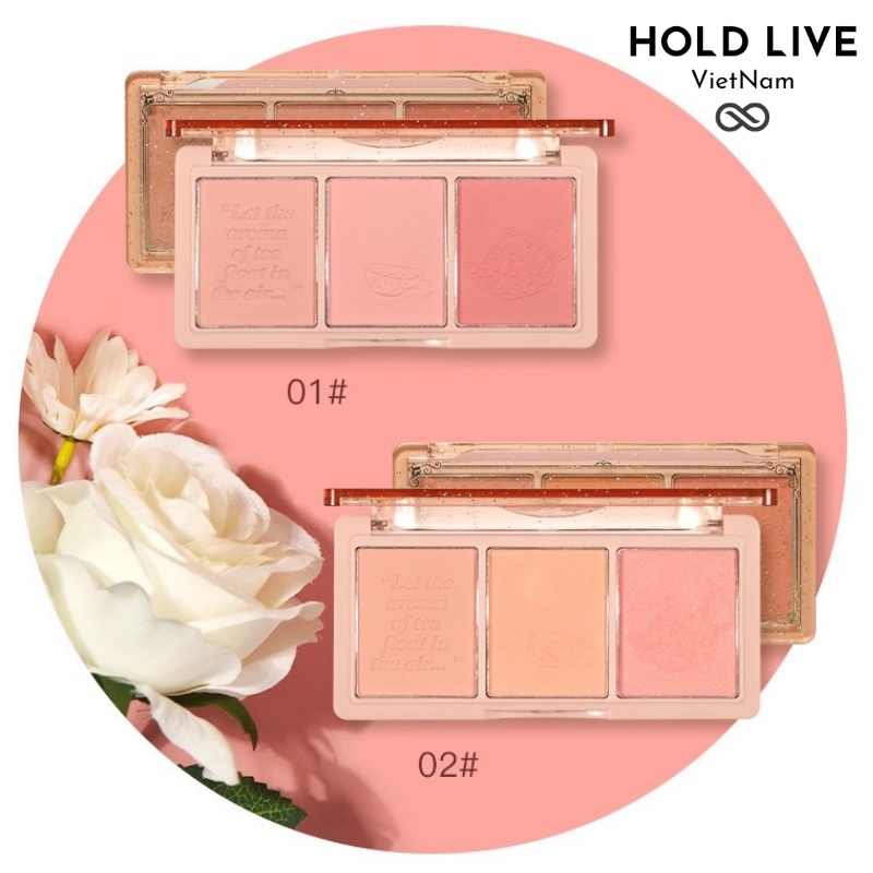 [Có sẵn] Phấn má hồng nội địa trung Hold Live 3 ô Secret Garden Blush HL461 trang điểm tự nhiên [Hàng Auth - Chọn màu]