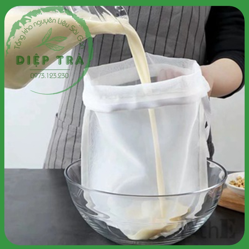 Túi vải sợi cước lọc trà/cặn sữa hạt/lọc nước ép hoa quả 38x40cm