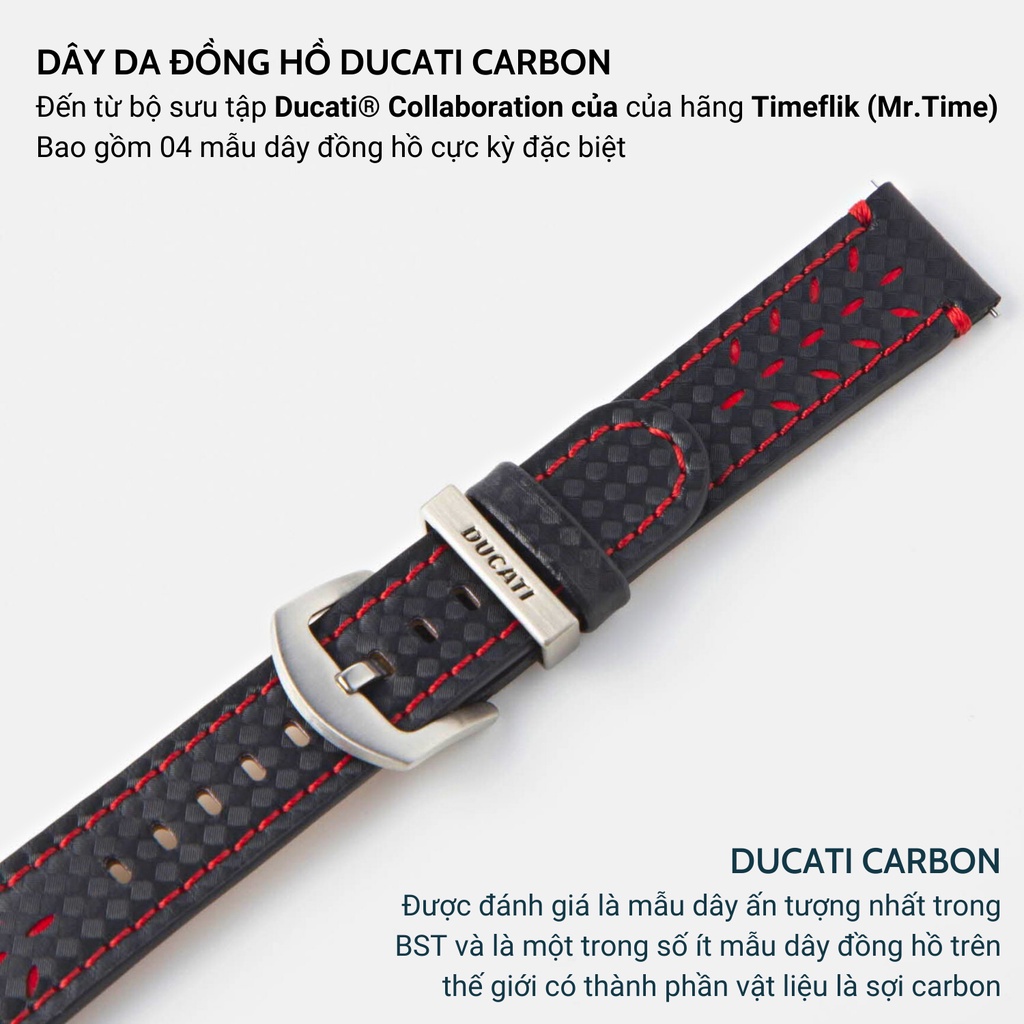 Dây da đồng hồ Ducati Carbon Special Edition chính hãng Timeflik