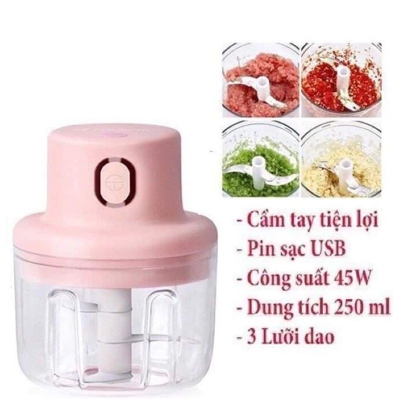 MÁY XAY ĐA NĂNG SẠC ĐIỆN THÔNG MINH 250ML. XAY TỎI ỚT VÀ RAU CỦ QUẢ