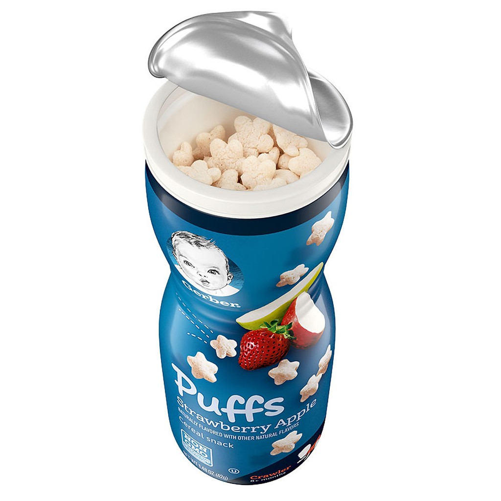 Bánh Ăn Dặm GERBER PUFFS Vị Táo Dâu Cho Trẻ Từ 8 Tháng Tuổi (Hộp 42g)