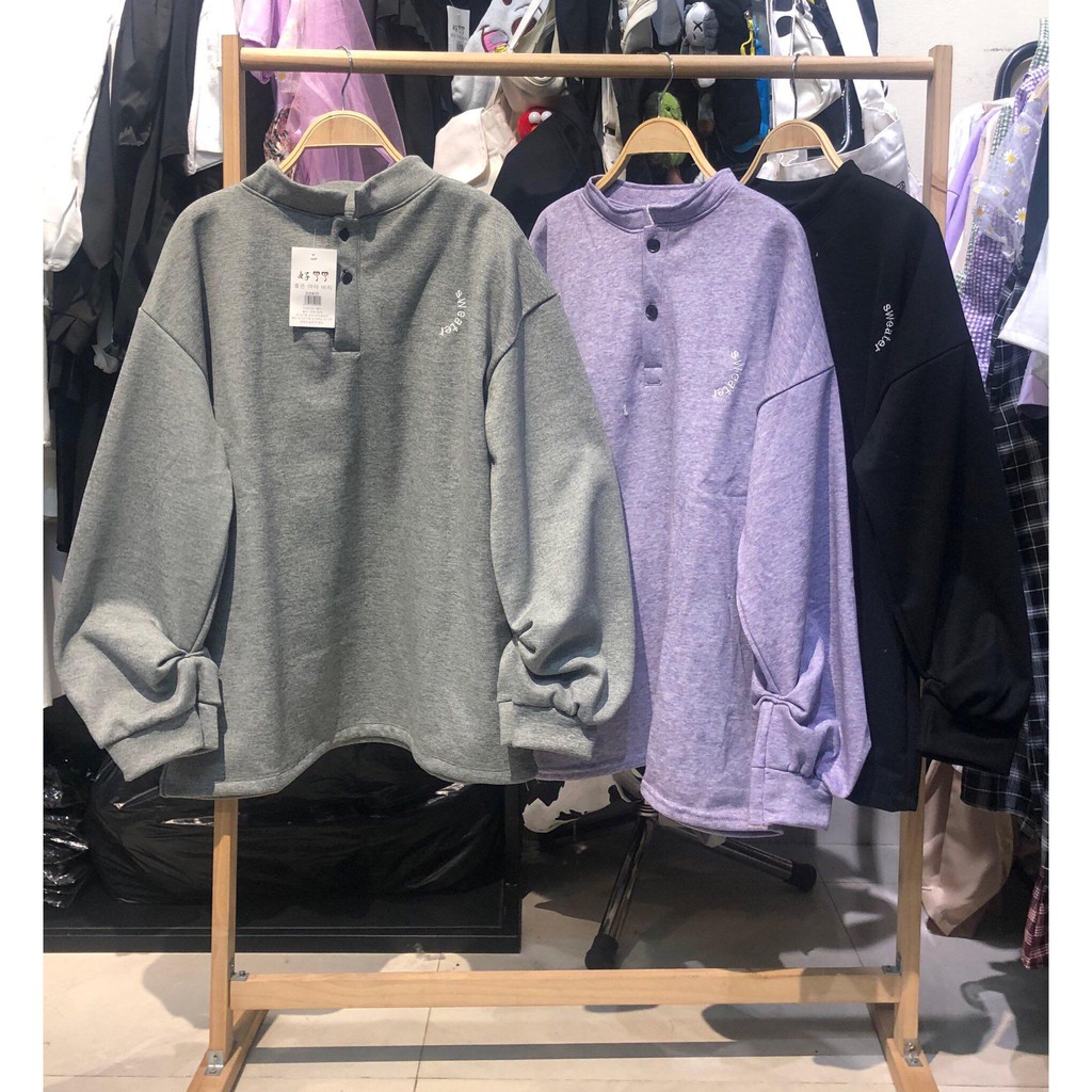 Áo nỉ CỔ TÀU unisex phom rộng chất nỉ bông dày giá rẻ | BigBuy360 - bigbuy360.vn