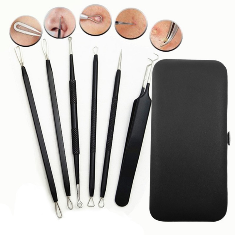 Set 6 dụng cụ nặn mụn đầu đen kèm túi đựng