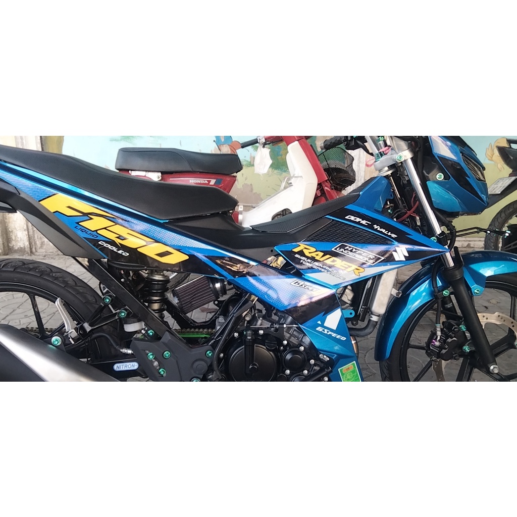 Tem rời in UV cao cấp, dán xe Raider FI 150 màu xanh. Decal chống nước, không bay màu