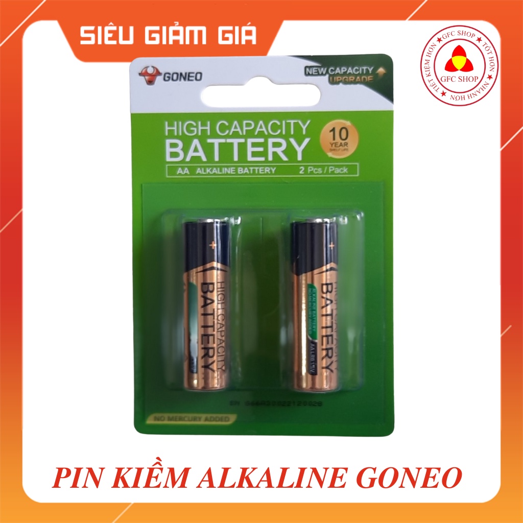 Pin kiềm Akaline - PIN Goneo 2 cỡ AA hoặc AAA 1.5V - (1 Cặp 2 viên) - Không chảy nước