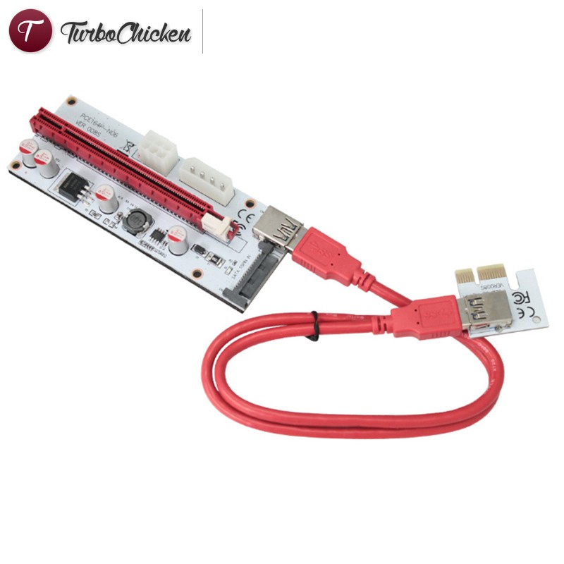 #Khai thác mỏ# PCI-E PCI Express Riser Card 1x to 16x USB 3.0 Data Cable Adapter SATA to 4Pin IDE Molex 6 pin for Bitcoin Mining