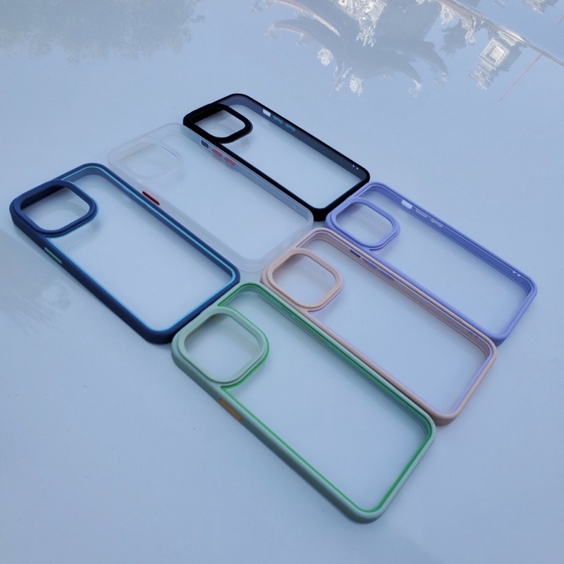 Ốp lưng trong X&amp;M viền màu TPU cho iPhone 13, 13 Pro, 13 Pro Max, 12 Pro Max lưng trong suốt không ố màu cực đẹp