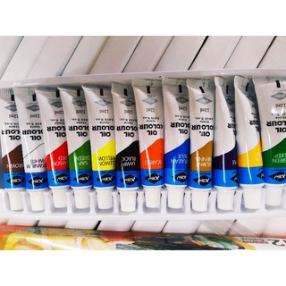 Màu vẽ sơn dầu 12ml 12 tuýp (vỏ hộp màu đỏ)