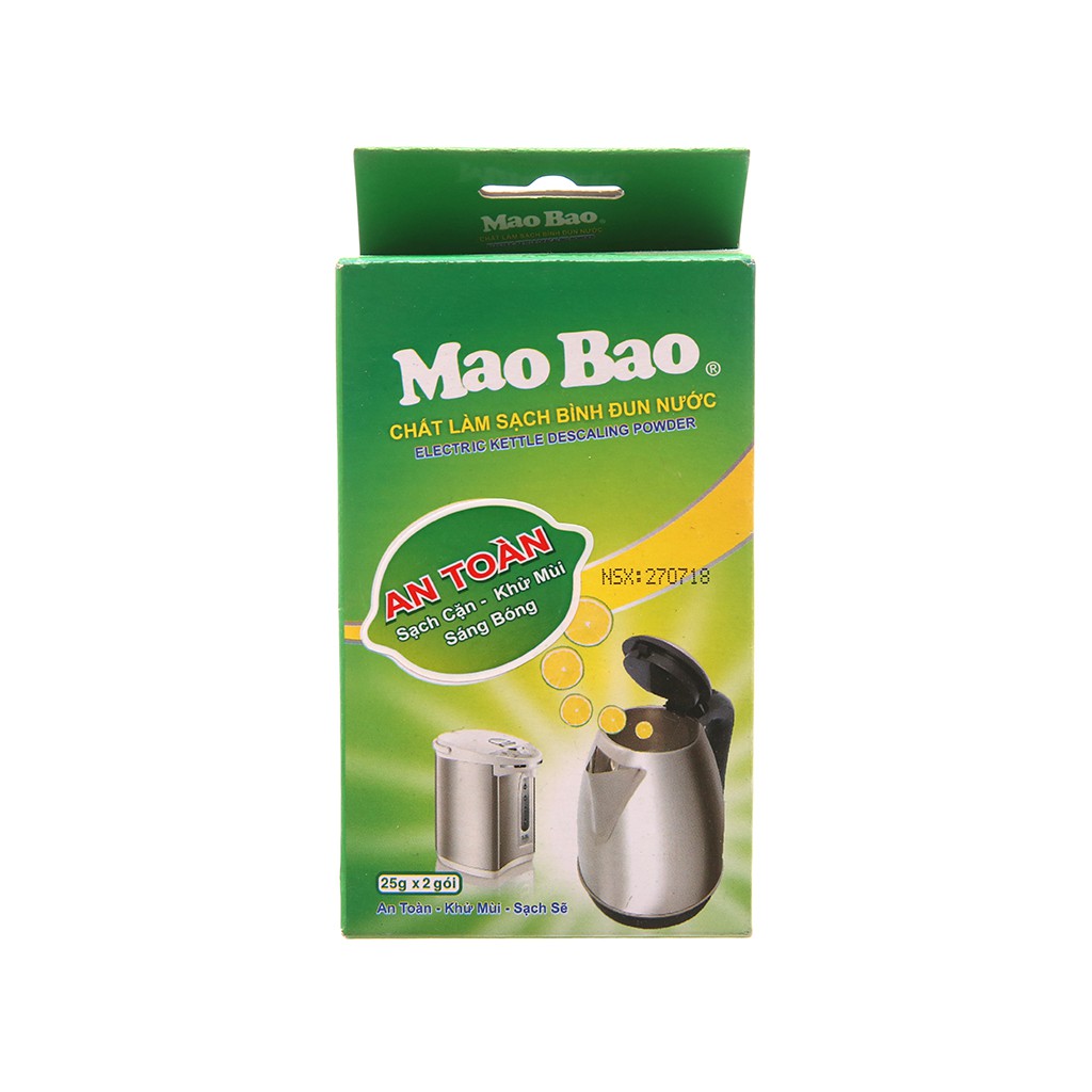 Chất làm sạch bình đun nước Mao Bao khử mùi &amp; sạch cặn gói 25g