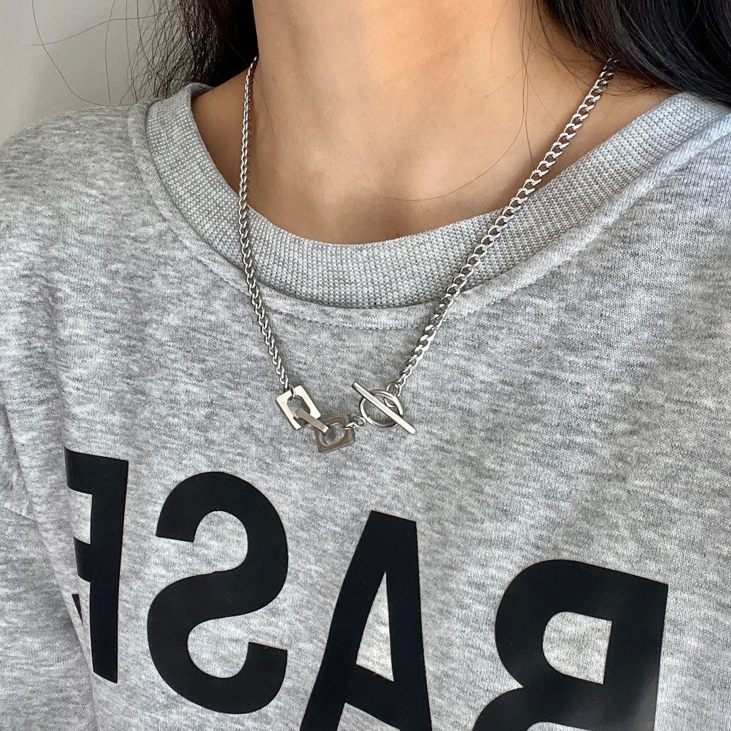 Ot Vòng cổ Bằng Thép Titan Phong Cách hip hop Dành Cho Cặp Đôi