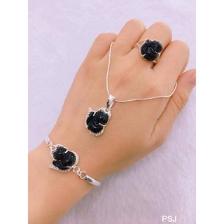 Bộ hồ ly bạc ta  viền bạc mệnh mộc