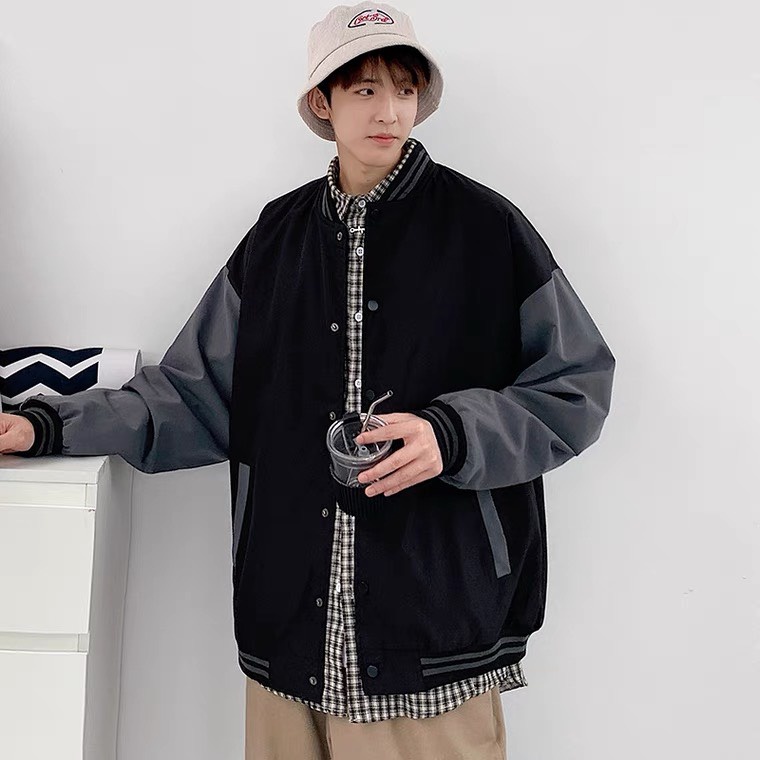 Áo khoác bomber unisex TRƠN TAY PHỐI MÀU là điểm nhấn ⚡ 𝙃𝘼̀𝙉𝙂 𝙈𝙊̛́𝙄 𝙑𝙀̂̀ ⚡Áo khoác bóng chày chất kaki ullzang