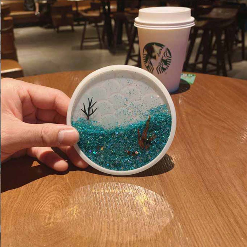 Acrylic coaster PVC coaster marine fish scale coaster quicksand insulation mat dining table coaster