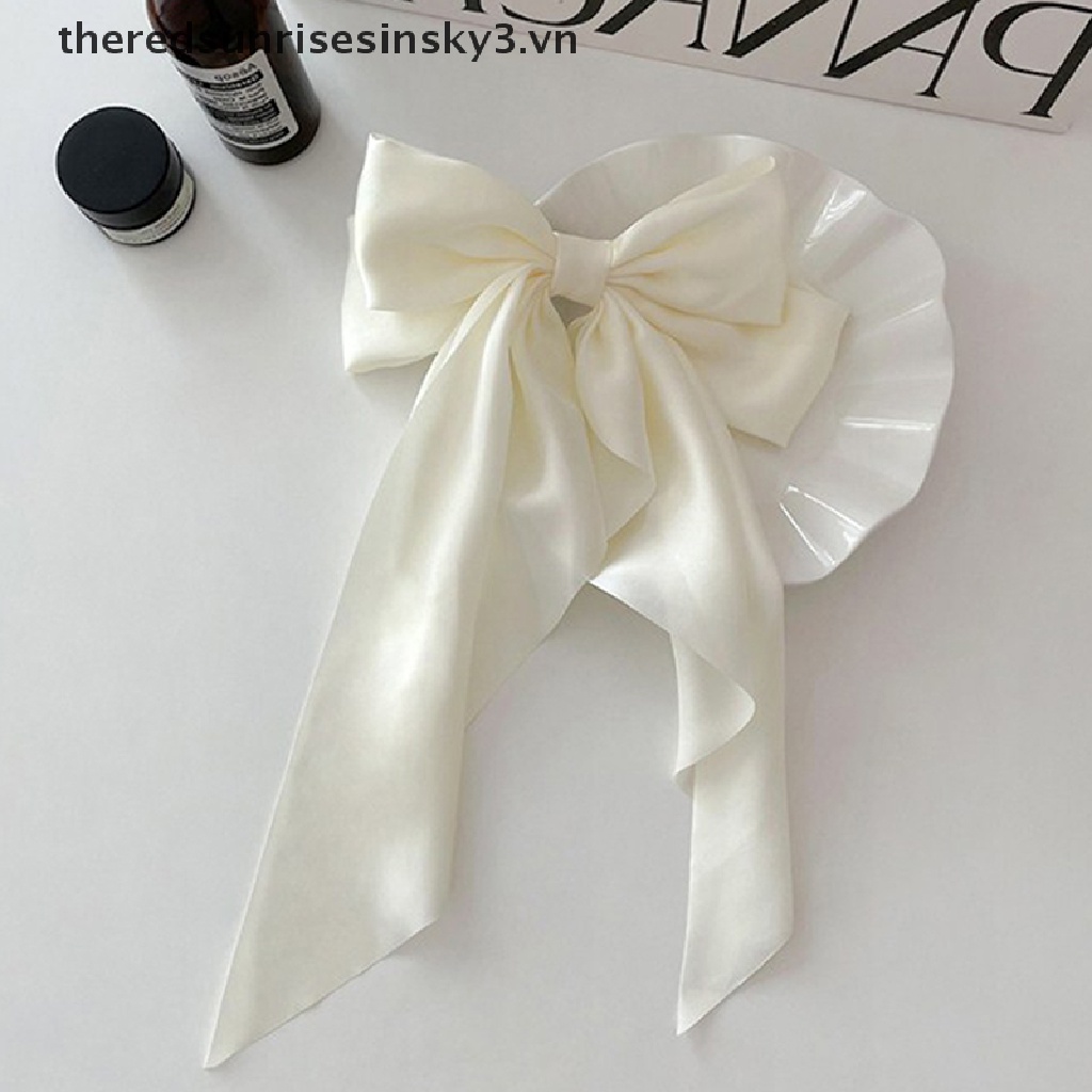 Kẹp Tóc Nơ Ruy Băng Bằng Satin Đơn Giản Thanh Lịch
