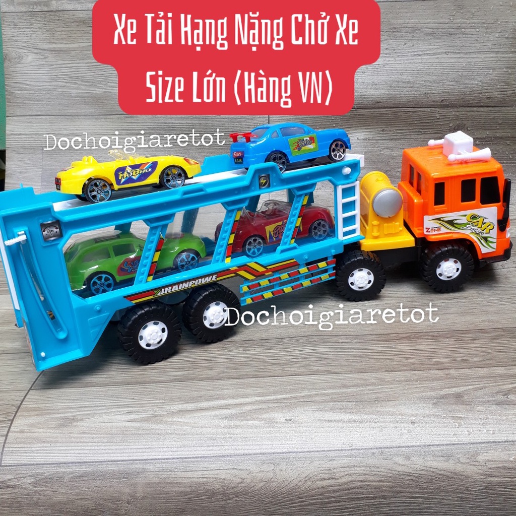 (Ảnh thật có trớn) Đồ Chơi xe tải chở xe hạng nặng cỡ lớn đầu kéo to chở 4 xe ô tô nhỏ, mua 1 được 5 hàng việt nam