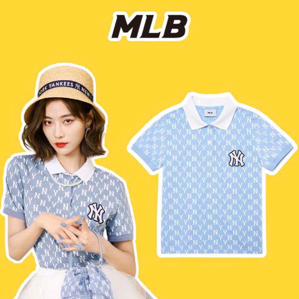 Áo Polo NY MLB unisex nam nữ in hình Monogram Mega-Logo cá tính