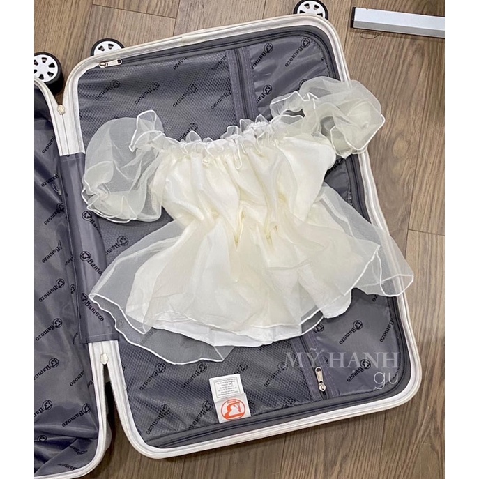 Áo trễ vai tiểu thư bồng bềnh ulzzang voan tơ 2 lớp dày dặn nữ