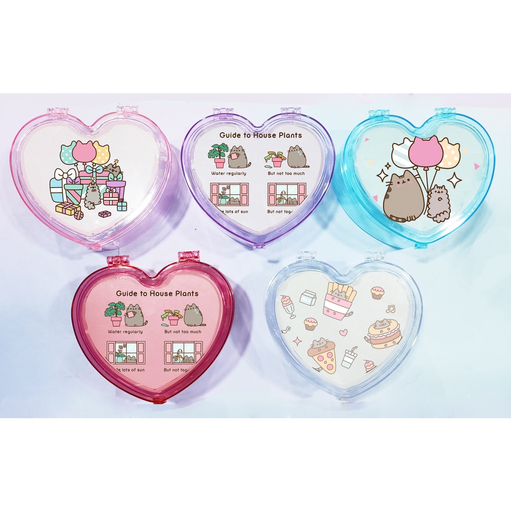 Hộp tim pusheen kèm gương HKG21 dễ thương cute đựng trang sức hoạt hình