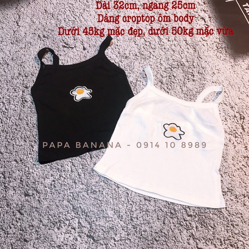 [Mã FAMAYWA giảm 10K đơn 50K] Áo croptop body 2 dây Ulzzang hình trứng rán hot hít | BigBuy360 - bigbuy360.vn