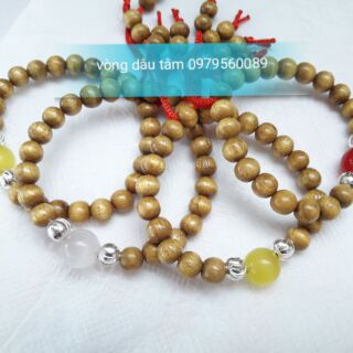 Vòng dâu tằm 2 bi bạc kèm đá