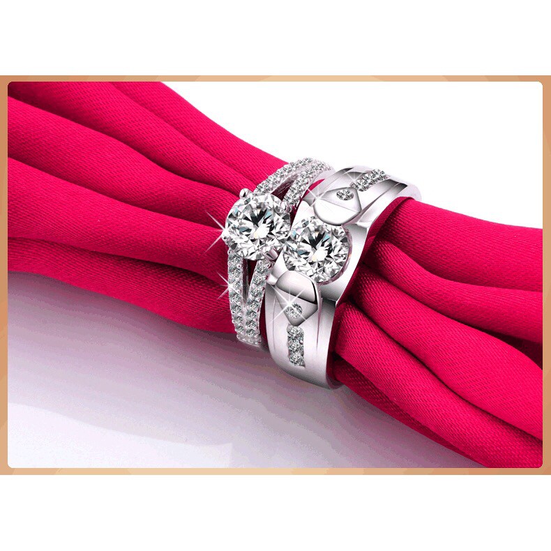 Nhẫn cặp đôi bạc cao cấp AK19. Nhẫn nam nữ thiết kế đồng điệu phong cách hàn quốc. Bộ sưu tập nhẫn cưới