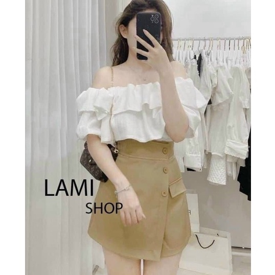 Set Bộ Nữ Đi Chơi Sang Chảnh Áo Trễ Vai Phối Chân Váy Mini Trẻ Trung Năng Động Thiết Kế Mới Xm Minh Phúc