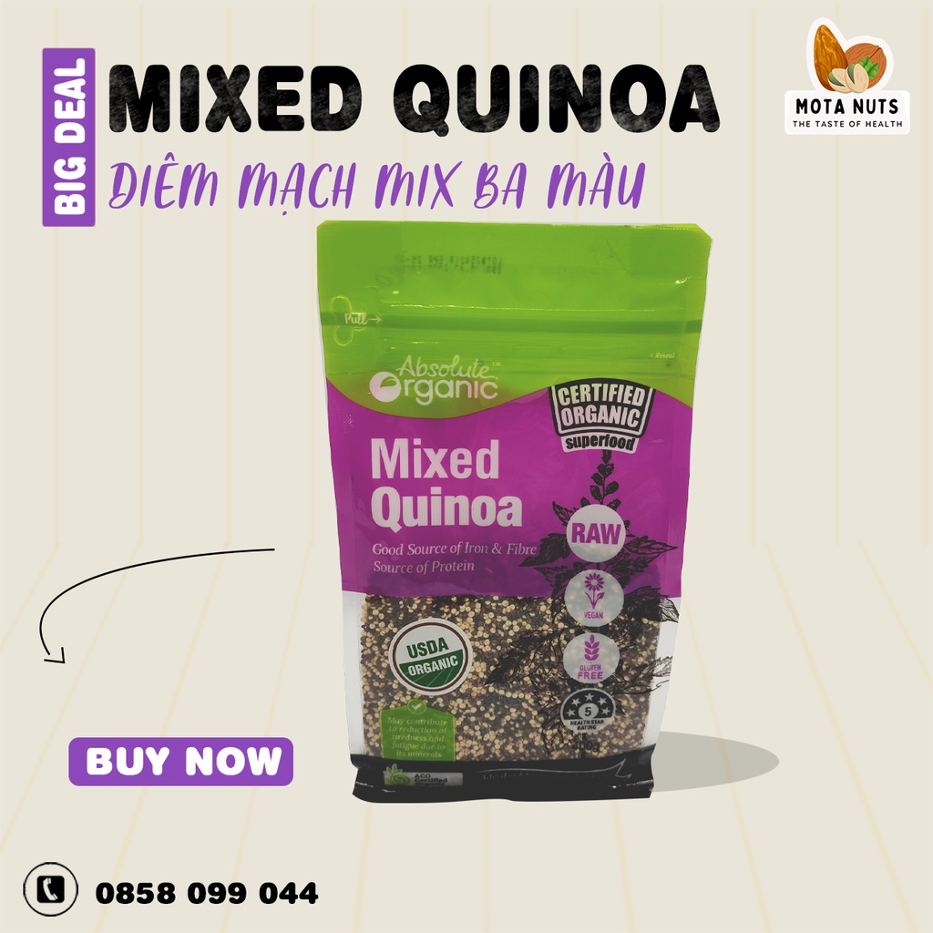 Hạt diêm mạch Quinoa mix 3 màu Organic - 400g