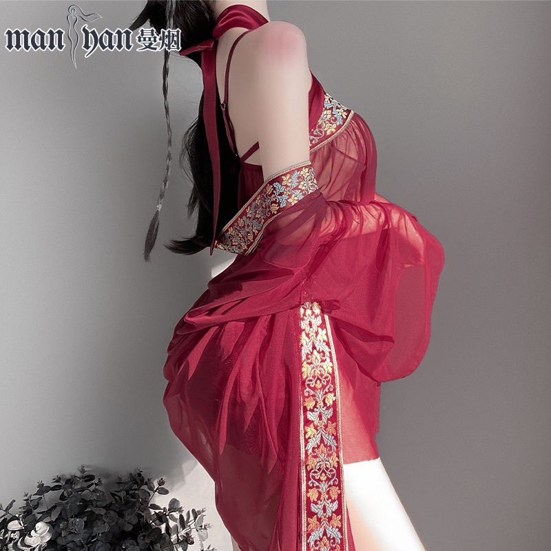 Cosplay Hán Phục Set 03 Áo Choàng Kèm Yếm lụa Sexy Gợi Cảm MS9568 [CWEAR.SEXY_ĐỒ NGỦ &amp; NỘI Y CAO CẤP]