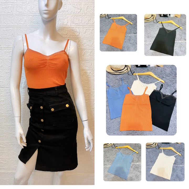 [FREESHIP] Áo 2 dây dáng body cổ v len min, cao cấp kết hợp áo vest ,áo khoác thu đông đều xinh | BigBuy360 - bigbuy360.vn