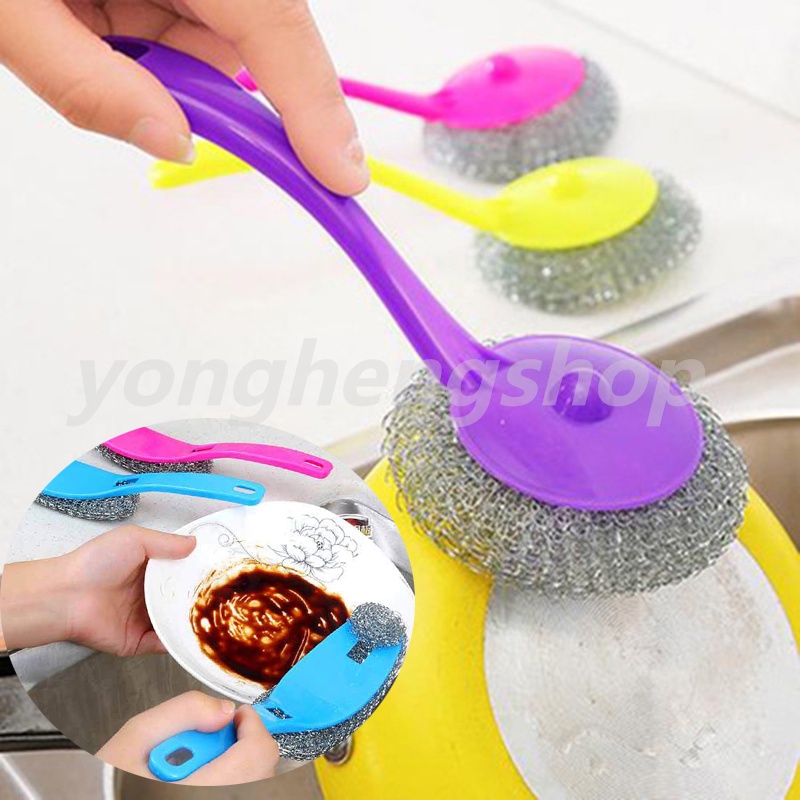 Bàn chải sợi thép vệ sinh nhà bếp phòng tắm màu ngẫu nhiên sử dụng tiện lợi