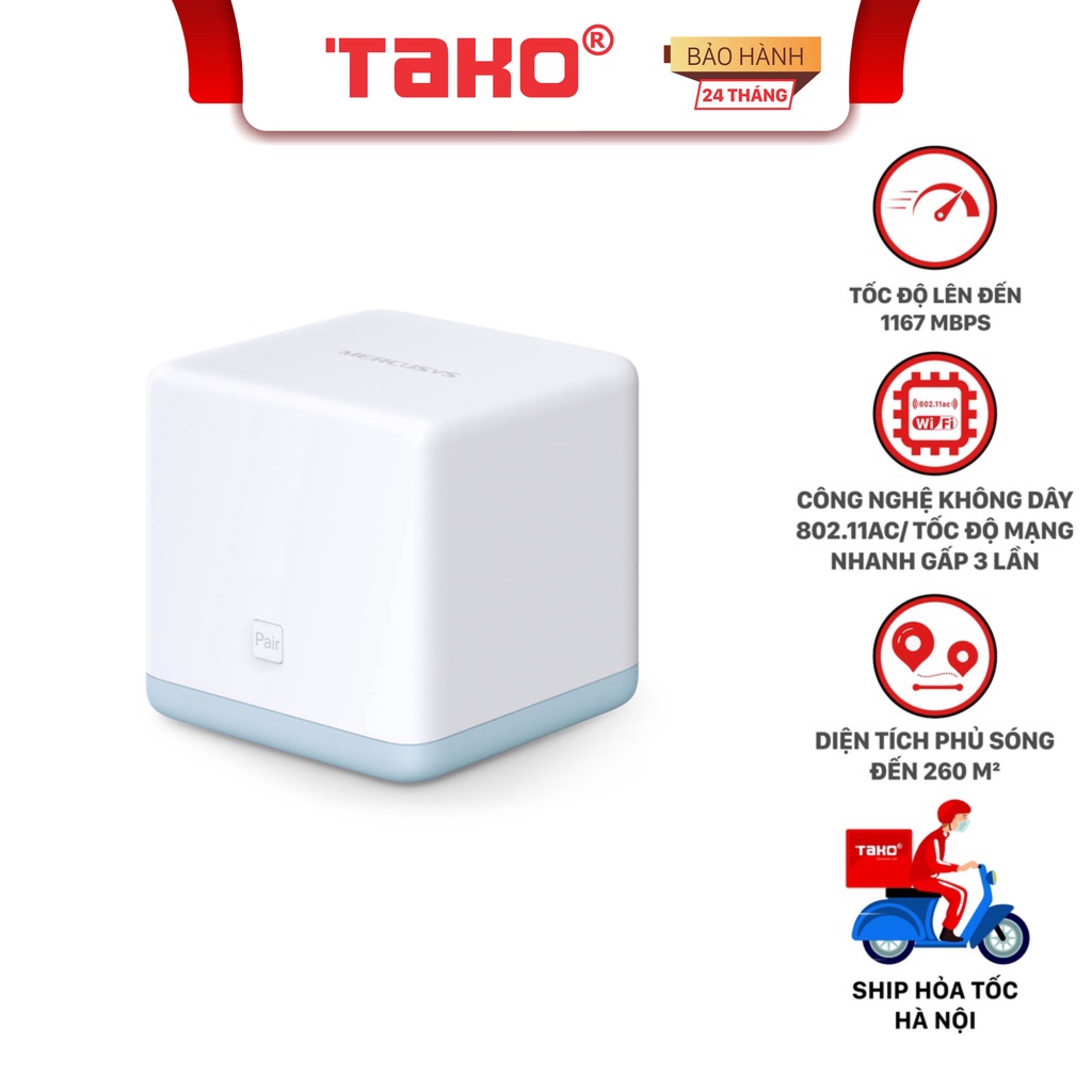 Bộ phát wifi Mesh Mercusys Halo S12 (3-Pack) Chuẩn AC Tốc Độ 1200Mbps cho gia đình. Chính hãng, BH 24 tháng