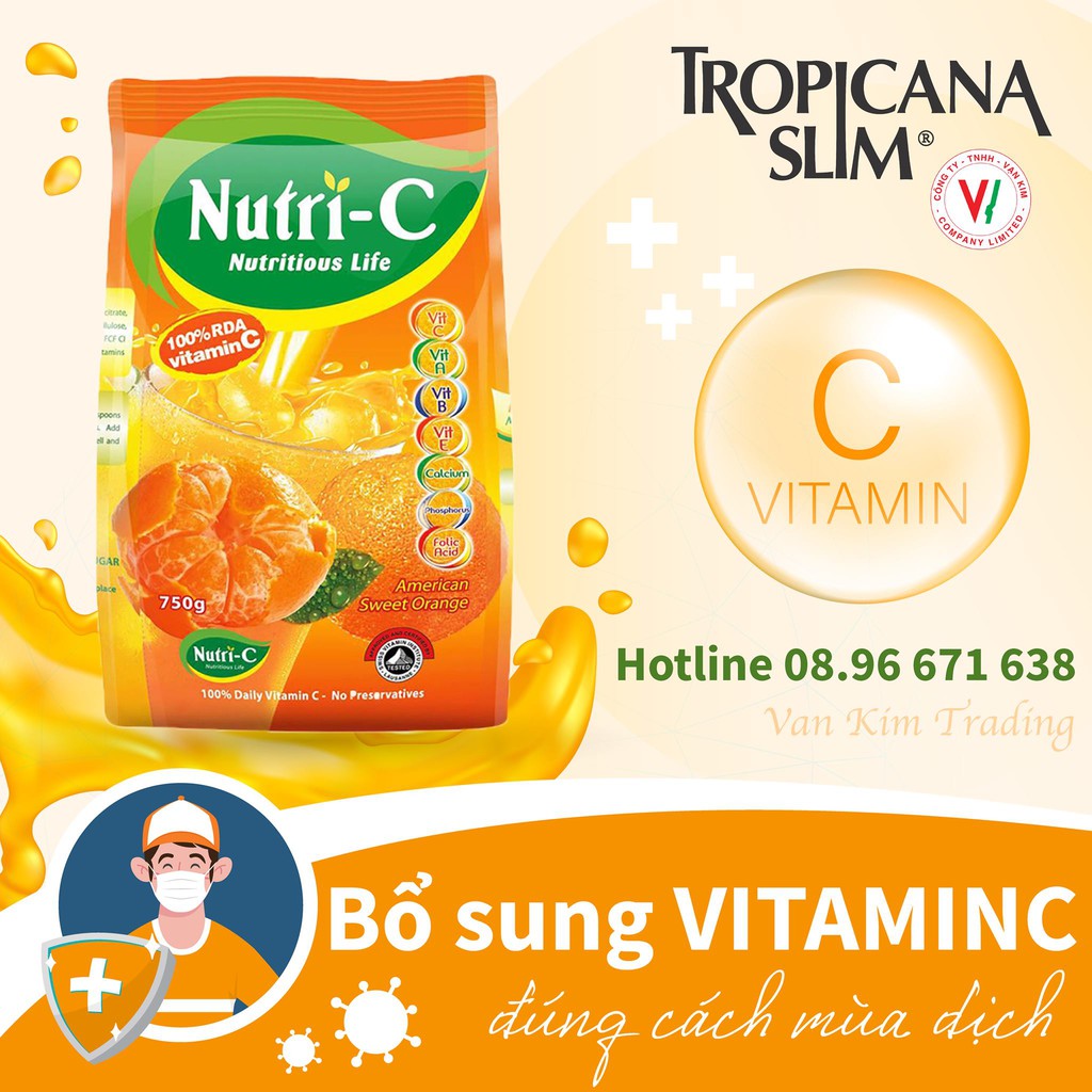 Bột Cam Hòa Tan Nutri-C -  Nhập Khẩu Indonesia 750g, Nhiều Vitamin-C Giúp Tăng Sức Đề Kháng