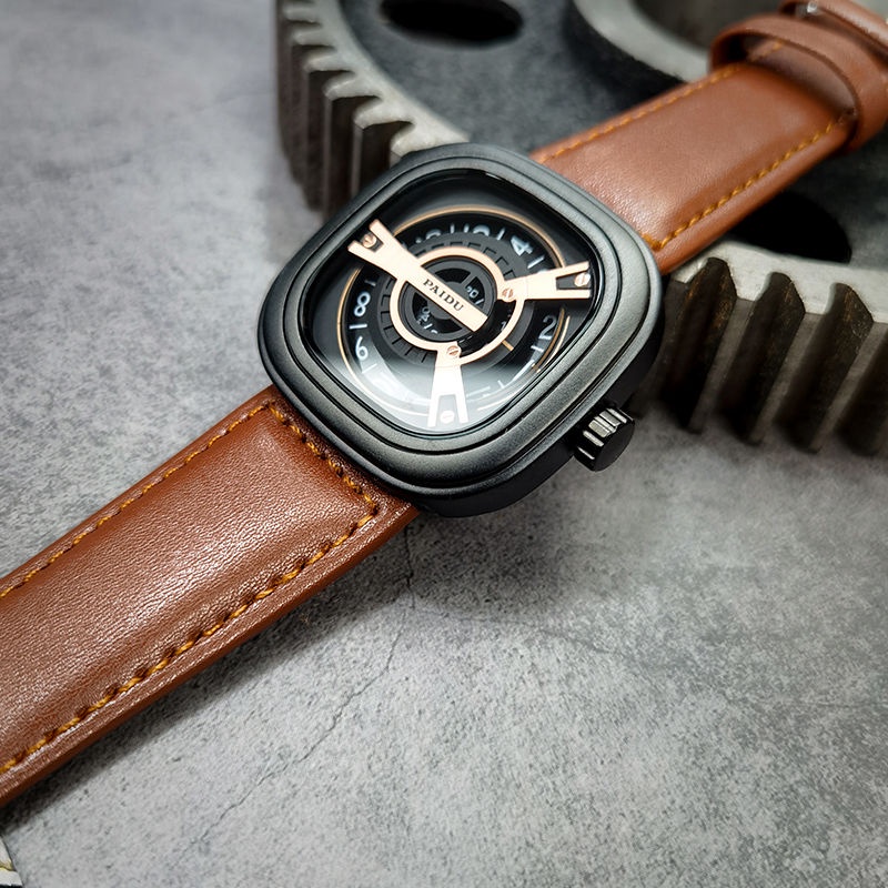 Đồng hồ nam dây da ,đồng hồ đeo tay nam thời trang mặt vuông | BigBuy360 - bigbuy360.vn