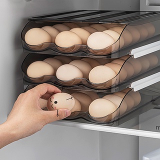 Creative Plastic Egg Box Automatic Rolling Easy Clean Saving Space with Lid