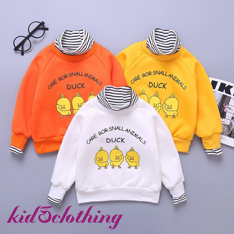 Áo Sweater Tay Dài In Hình Vịt Vàng Dễ Thương Cho Bé