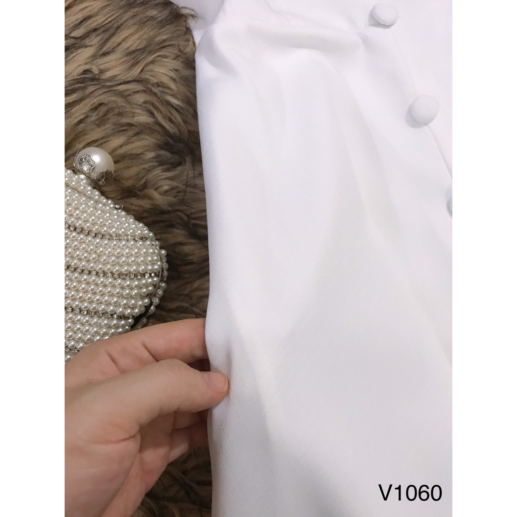 [ xả kho ] MiD Đầm trắng cổ tim hàng thiết kế V1060 Mie Design ảnh thật