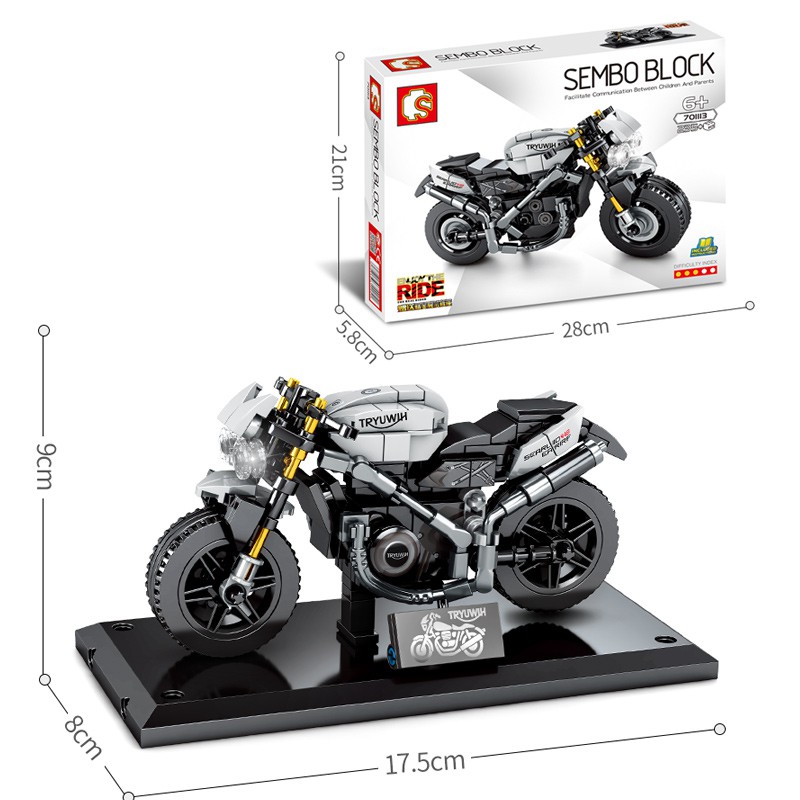 Đồ chơi Lắp ráp Mô hình Sembo 701113 Triumph frogTechnic Motorcycle Kids MOC City Speed Motorbike